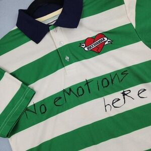 Ricchezza Polo Shirt Mens Small Green White No Emotions Graphic Embroidered